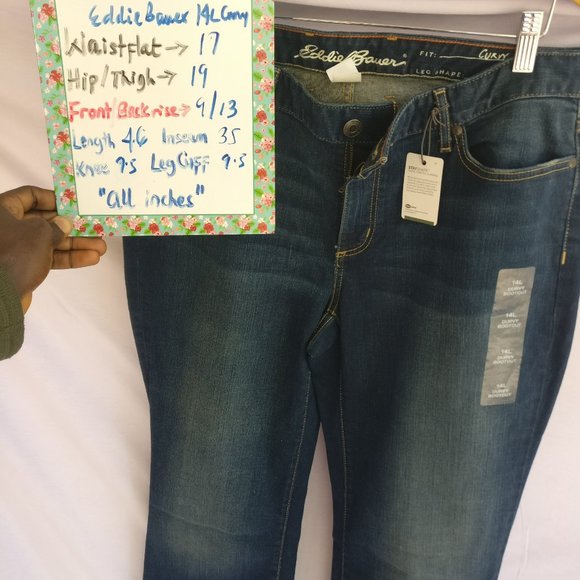 EDDIE BAUER CURVY BOOTCUT JEANS in BROOK WASH w14L +MEASUREMENTS NeW - Picture 10 of 10